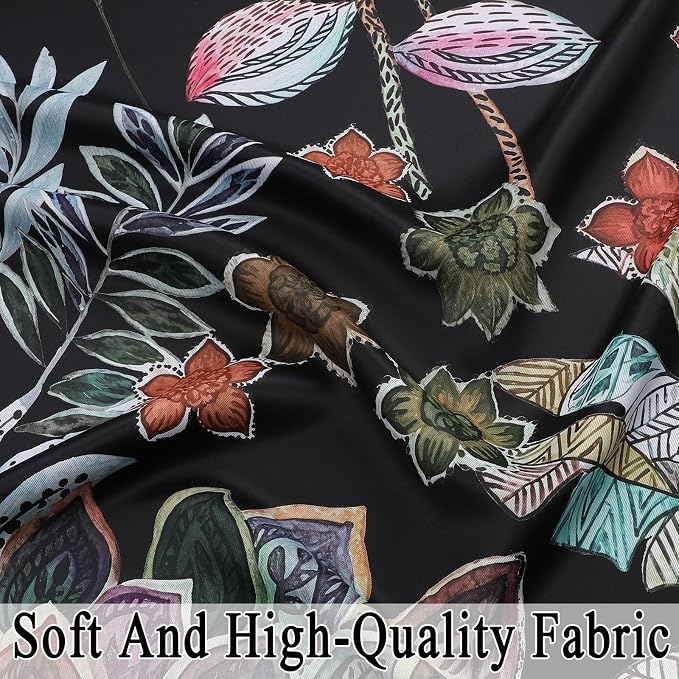 Estelar Textiler Boho Blackout Curtains 102 Inches Long,Thermal Insulated Leaf and Floral Pattern Drapes for Bedroom,Grommet Room Darkening Window Curtains for Living Room,Black,52Wx102L,2 Panels
