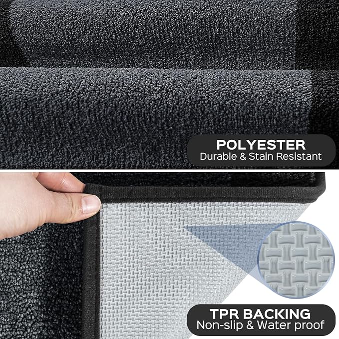 Machine Washable (24" x 36"+ 24" x 60"') Kitchen Rugs Set of 2, Non Slip Kitchen Mats for Floor, Absorbent Entrance Runner Rugs for Bedroom, Hallway, Bathroom, Door (Roll Packing)