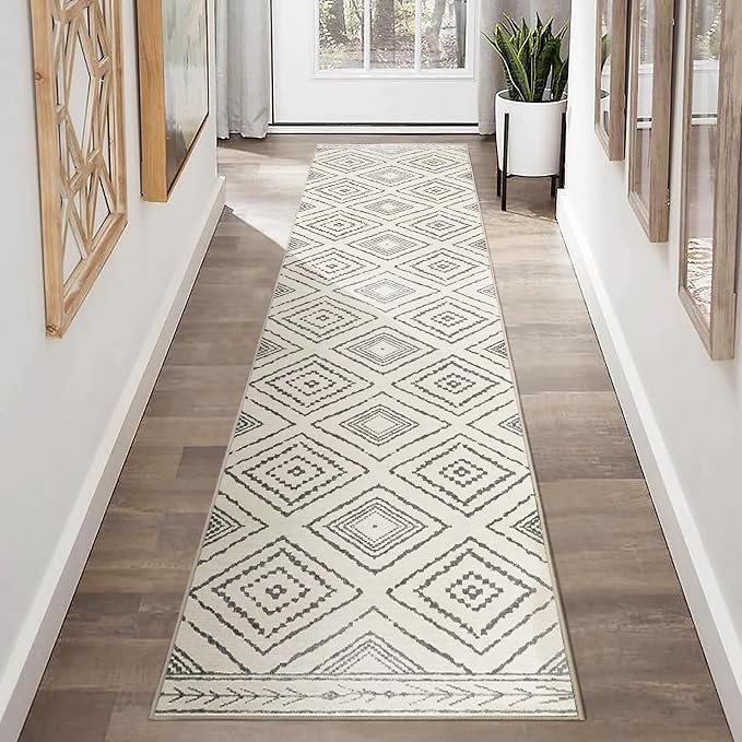 BESTSWEETIE Area Rug 2x6 Rug Machine Washable Non-Slip Low Pile Print Pattern Western Rug for Living Room Bedroom Entryway Tribal Series -Navywhite/Black