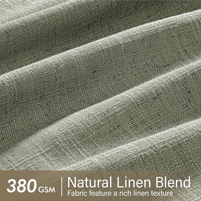 MIULEE Pinch Pleated Thick Linen Curtains 102 Inches Long 2 Panels for Living Room Bedroom, Memory Trained Drapes Pleat Back Tab Light Filtering Boho Sage Green Window Curtains with Hooks