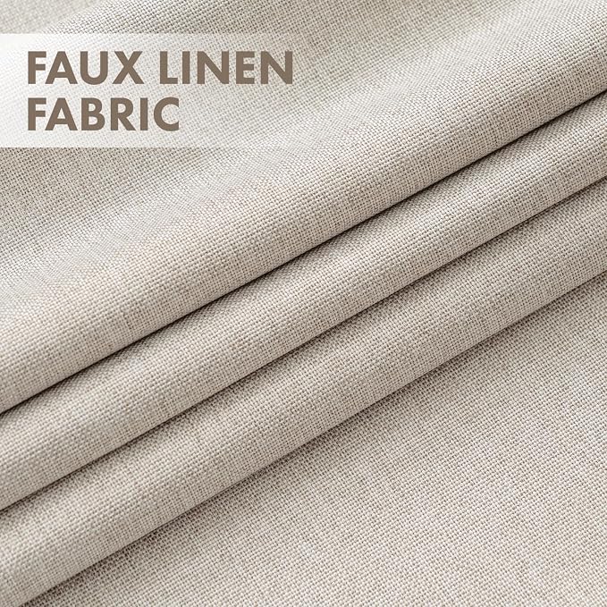 MIULEE 100% Blackout Linen Curtains for Bedroom 96 inches Long, Thermal Insulated Room Darkening Black Out Drapes for Living Room, Back Tab Rod Pocket, 2 Panels Set, 40 Wide x 96 Length, Beige