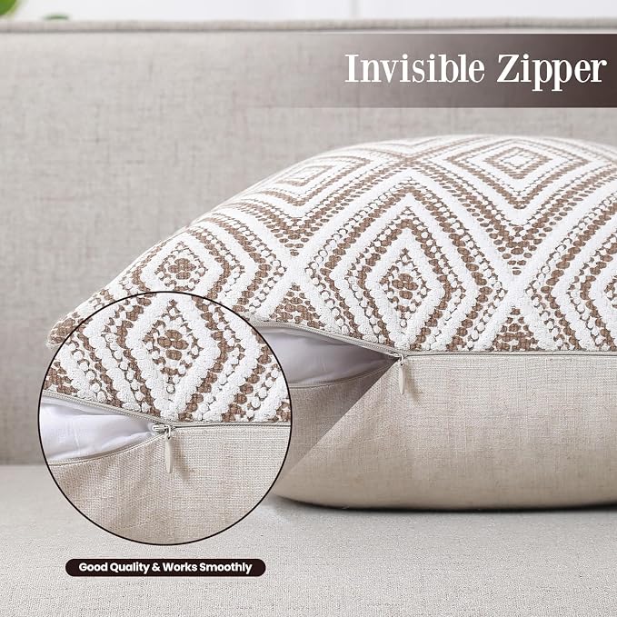 HPUK Throw Pillow Covers 20x20 Inch Set of 4, Linen Decorative Pillow Covers, Accent Cushion Covers for Couch Sofa Bed Bedroom Living Room Décor, Chocolate