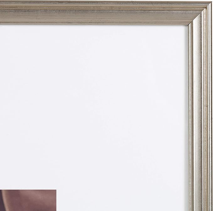 Kate and Laurel Adlynn Wall Picture Frame Set, 14" x 18" matted to 11" x 14", Warm Silver, Set of 3