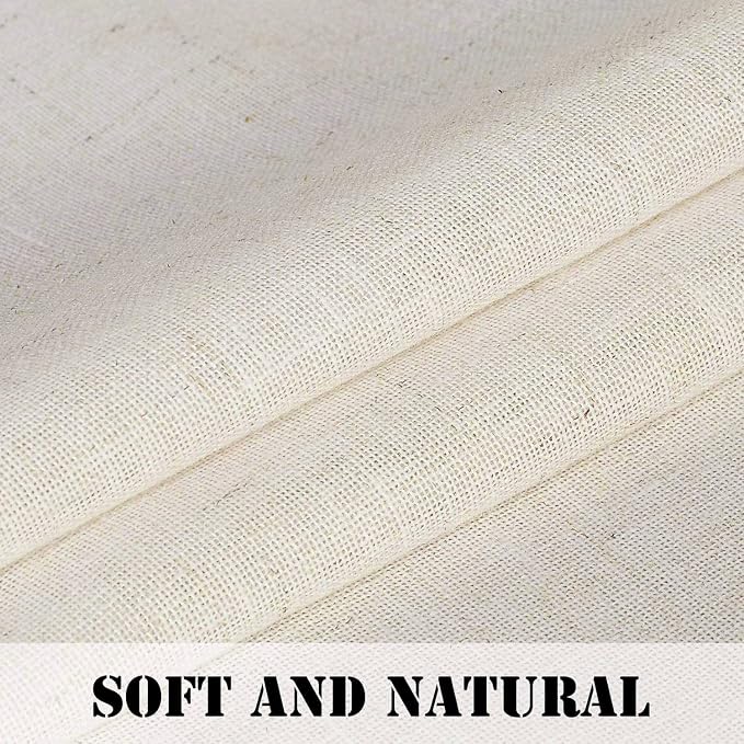 H.VERSAILTEX Light Filtering Linen Textured Curtains for Living Room Window Treatment Natural & Durable Privacy Added Draperies/Drapes/Panels/Treatment, Rod Pocket (2 Pack, 52 by 54 Inch, Ivory)