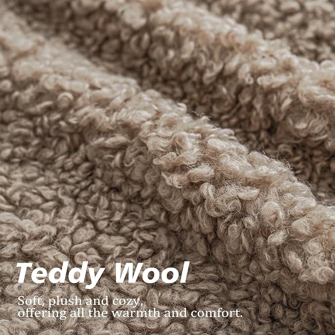 Foindtower 2 Pieces 26x26 Inch Khaki, Faux Fur Throw Pillow Cover Accent Sherpa Pillow Fuzzy Soft Pillowcases Sheepskin Decorative Fleece Cushion Case for Bed Couch Living Room