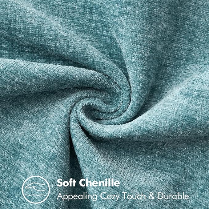 MIULEE Pack of 2 Summer Throw Pillow Covers 18x18 Inch Coastal Aqua Blue Farmhouse Decorative Pillow Covers with Stitched Edge Soft Chenille Solid Dyed Pillow Covers for Couch Sofa Bed Living Room