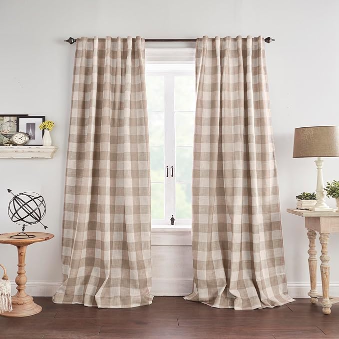 Grainger Rod Pocket Back Tab Window Curtain Panel, Linen - 52" W x 63" L