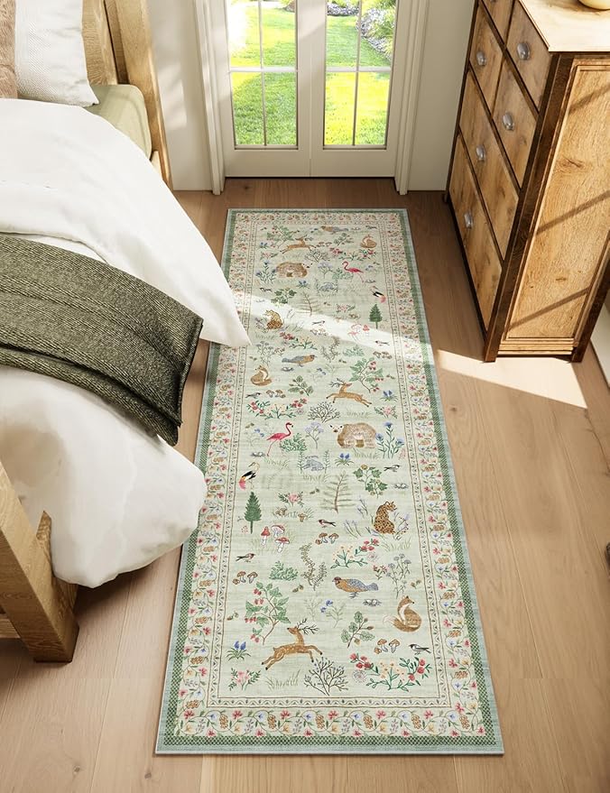 Machine Washable Kitchen Runner Rug: 2'x6' Hallway Rug Non Slip Low Pile Stain Resistant Soft Carpet Runners for Entryway Hallways Kitchen Laundry Room Beside Bedroom Farmhouse