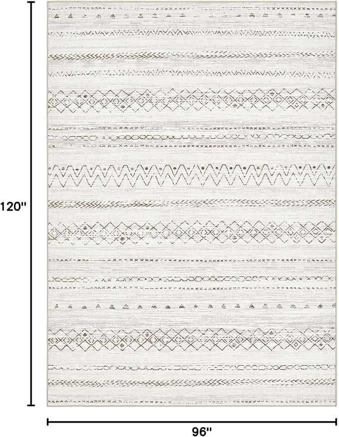 cotiled 8x10 Area Rugs Living Room Rug: Washable Boho Rugs with Non Slip Backing Large Soft Indoor Stain Resistant Carpet for Bedroom Farmhouse Dining Room Lightweight Home Decor Brown