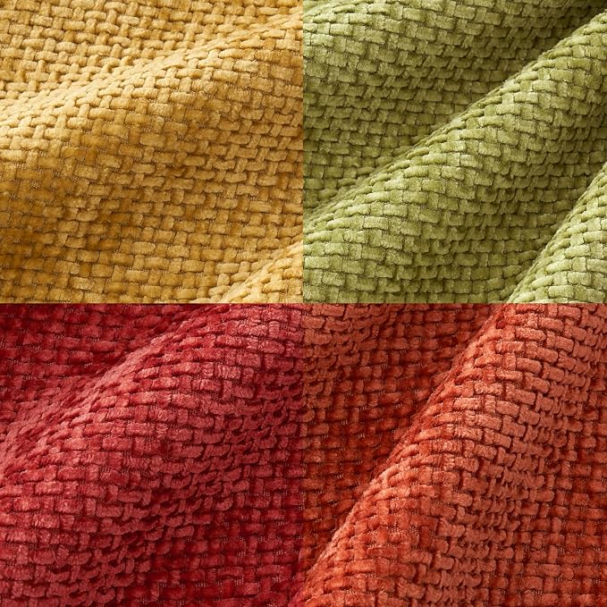 MIULEE Pack of 4 Burnt Orange Couch Throw Pillow Covers 18x18 Inch Yellow Green Soft Decorative Chenille Pillows Farmhouse Accent Cushions for Boho Fall Home Decor Sofa Bedroom Living Room