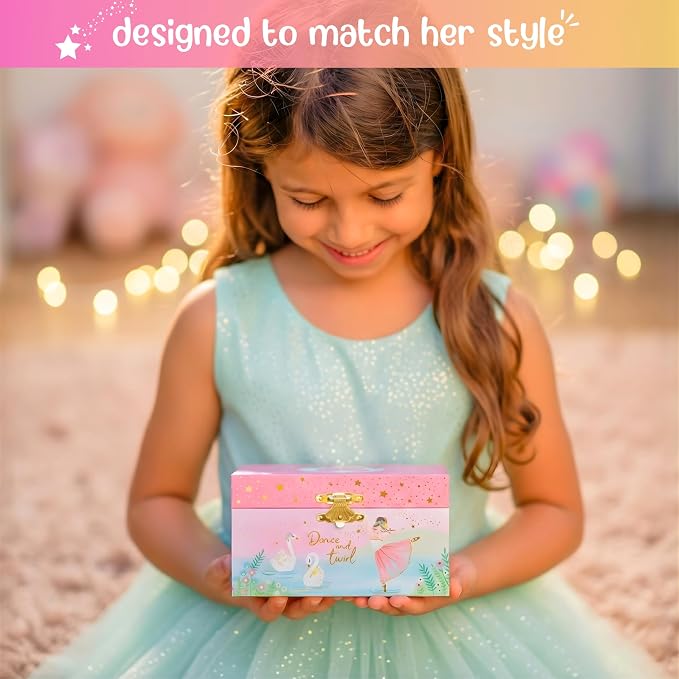 Giggle & Honey® Musical Ballerina Jewelry Box for Girls | Music Boxes for Little Girls | Toddler Jewelry Box for 4 Year Old Kids | Toys for Toddlers | Birthday Gifts for Kids 5, 6, 7, 8, 9 Years