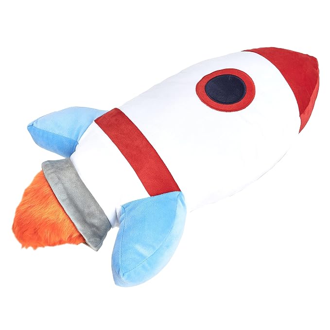 Amazon Basics Kids Space Rockets Decorative Pillow, Ultra-Soft Bedroom Décor, Spaceship Theme, 16.5" x 4", Polyester, (Pack of 8)