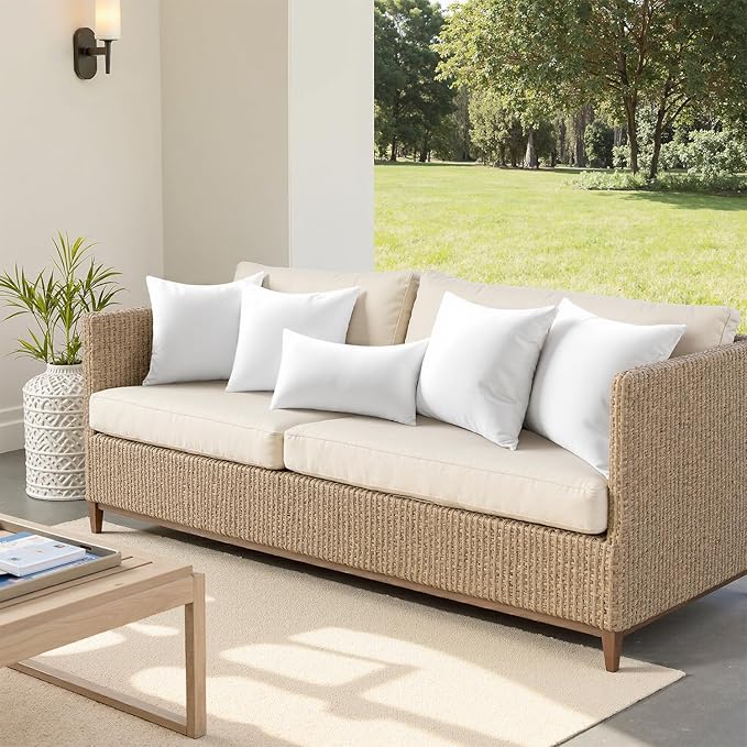 MIULEE 16x16 Outdoor Pillows,Set of 4 Throw Pillows Waterproof,Soft Support Throw Inserts Decorative Water Resistant for Patio Furniture and Garden