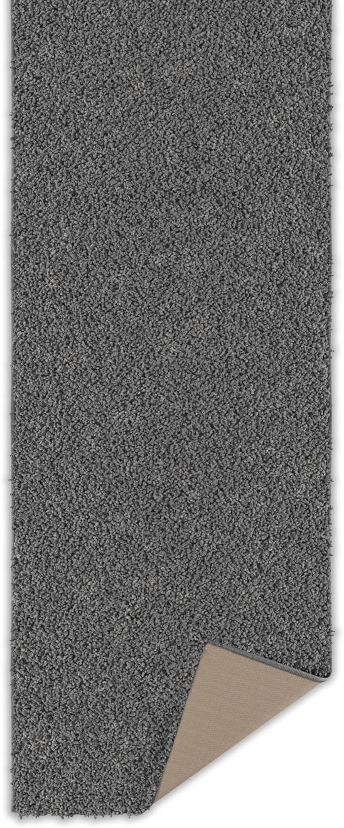 Ottomanson Shag Hallway Runner Rug 2' x 10', Fluffy Runner with Non-Slip Rubber Backing, Soft Non-Shedding Rug for Entryway, Kitchen, Corridor, Laundry, Gray