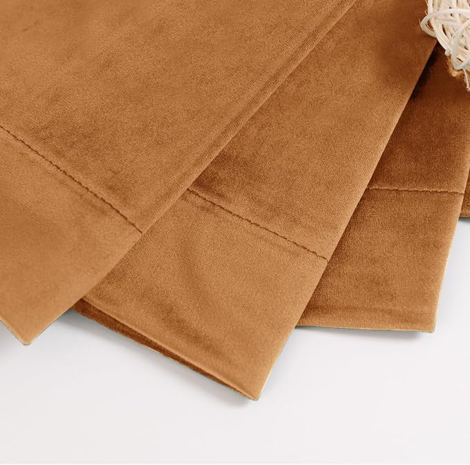 BGment Orange Velvet Curtains 96 inches 2 Panels - Elegant Fall Decor Blackout Thermal Insulated Super Soft Rod Pocket and Back Tab Window Curtains for Bedroom Living Room, 52 x 96 Inch, Orange Brown