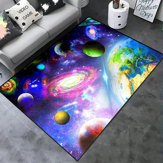 Solar System Rug - Outer Space Rugs Galaxy Mat Planets Carpet for Kids Bedroom Playroom Classroom Home Decor,4'×5'