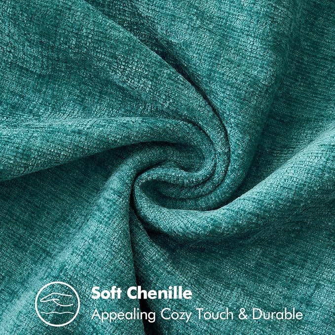 MIULEE Pack of 2 Couch Throw Pillow Covers 22x22 Inch Teal Farmhouse Decorative Pillow Covers with Stitched Edge Soft Chenille Solid Dyed Summer Pillow Covers for Sofa Bed Living Room