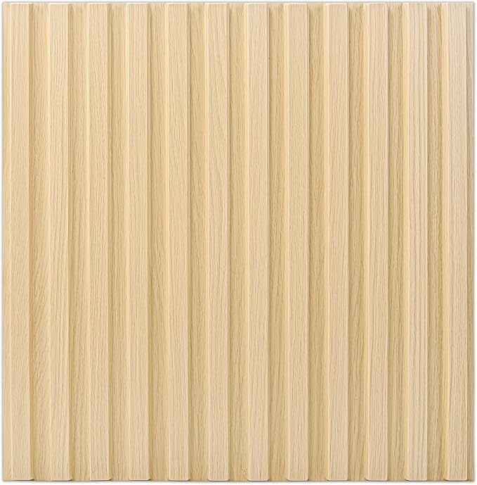 Art3d Slat Wall Panel, 3D Fluted Textured Panel 12-Tile 19.7 x 19.7in. - Oak