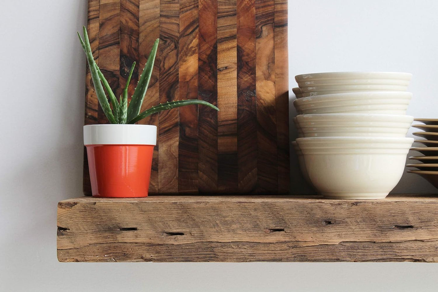 Urban Legacy Reclaimed Barn Beam Deep Shelves | Deep Shelves with Brackets Included, Set of 2 | (Natural Low Profile Bracket, 36" x 11.5" x 3")