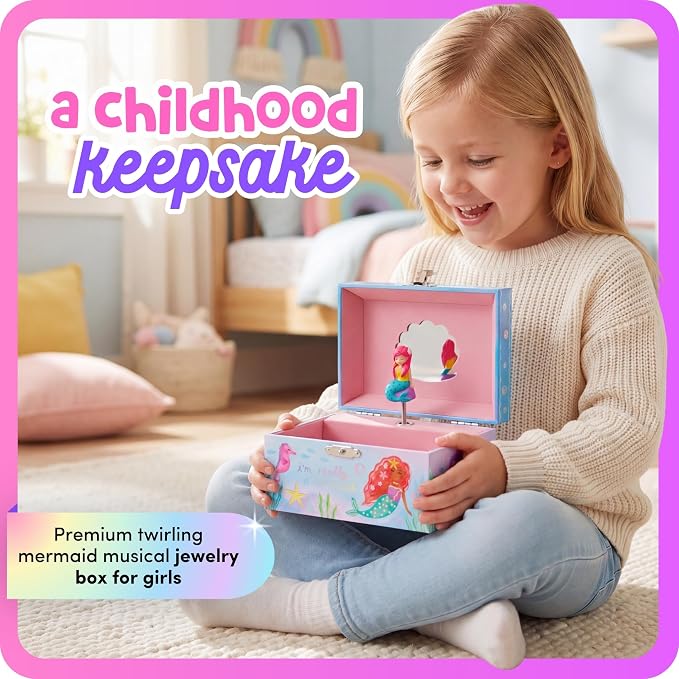 Giggle & Honey® Musical Mermaid Jewelry Box for Girls | Music Boxes for Little Girls | Toddler Jewelry Box for 4 Year Old Kids | Toys for Toddlers | Birthday Gifts for Kids 5, 6, 7, 8, 9 Years