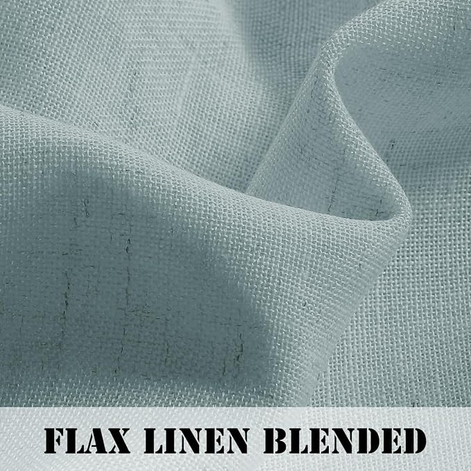 H.VERSAILTEX Linen Curtains Elegant Natural Linen Semi Sheer Curtains Energy Light Filtering Rod Pocket Window Treatments Panels for Living Room (Set of 2, Cloud Blue, 52 inch W X 96 inch L)