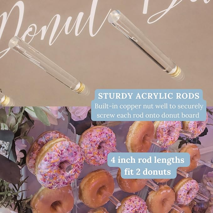 Donut Wall Display Stand - Acrylic Donut Stand Holds 50 Donuts | XL Donut Board Display | Large Donut Wall Stand for Party & Wedding Decor | Donut Holder Stand Party Dessert Display Stands