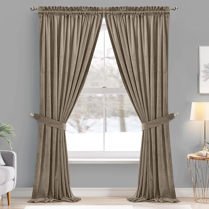 StangH Camel Beige Privacy Doorway Curtains, W42 x L90 inches, 2 Panels | 300GSM Soft Velvet, Privacy & UV Protection, Light Filtering, Thermal Insulated, Bedroom, Office, Farmhouse Decor