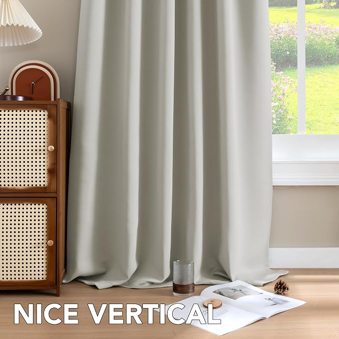 H.VERSAILTEX Blackout Curtains Thermal Insulated Window Treatment Panels Room Darkening Blackout Drapes for Living Room Back Tab/Rod Pocket Bedroom Draperies (2 Panels, Pale Oak, 52 x 72 Inch)