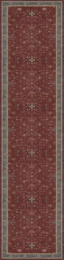 Large Burgundy 3x12 Long Runner Rug for Hallway - Washable Kitchen Rug, Low Pile Thin Carpet for Bedroom Bedside, Foyer, Non Slip Unique Bohemian Red Décor
