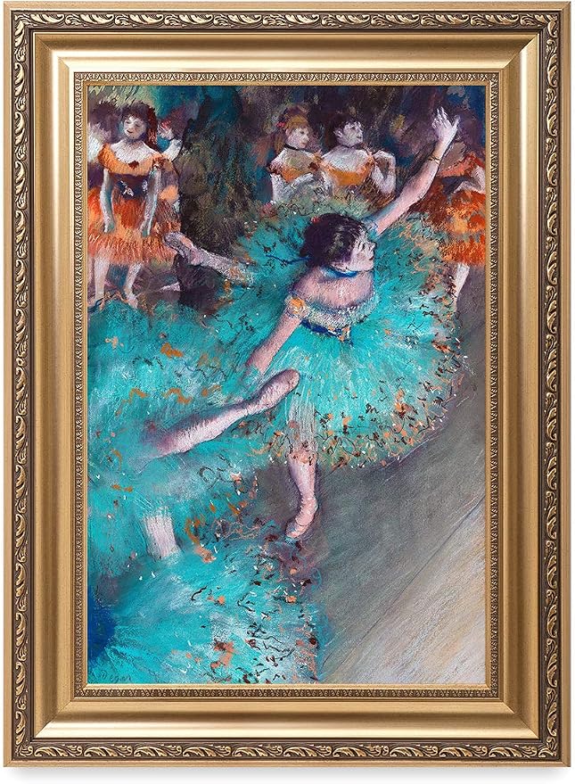 DECORARTS - Dancer in Green by Edgar Degas. Oil Painting Reproduction, Giclee Print on Canvas. Ready to Hang Framed Wall Art for Home and Office Decor. Total Size w/Frame: 22x30