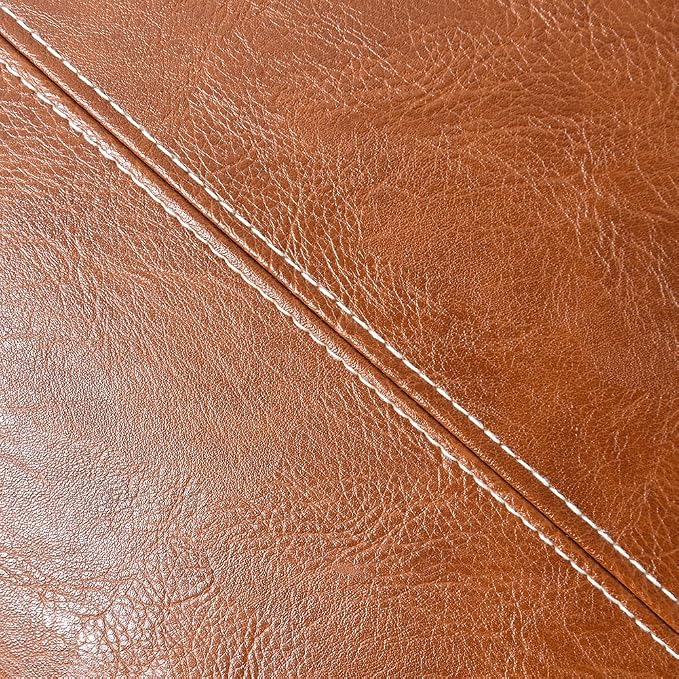Fancy Homi Brown Boho Lumbar Faux Leather Decorative Throw Pillow Covers 16x24 Inch for Living Room Couch Bed Sofa, Hand Stitched Rectangle Cushion Case 40x60 cm, Rustic Modern Farmhouse Home Decor