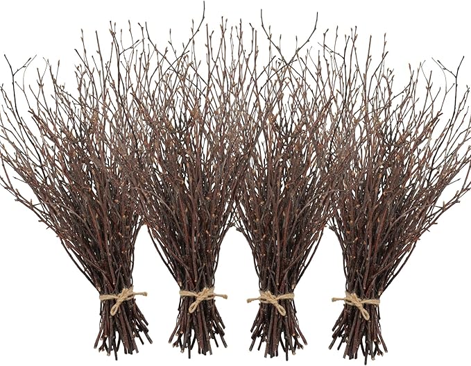 Uieke 200PCS Birch Twigs – 17 Inch Natural Dried Plants Decorative Birch Branches for DIY Crafts, Birch Sticks for Vases Wedding Arrangements Home Wreath Decor
