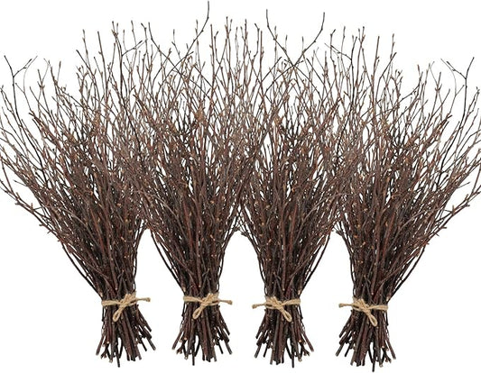 Uieke 200PCS Birch Twigs – 17 Inch Natural Dried Plants Decorative Birch Branches for DIY Crafts, Birch Sticks for Vases Wedding Arrangements Home Wreath Decor