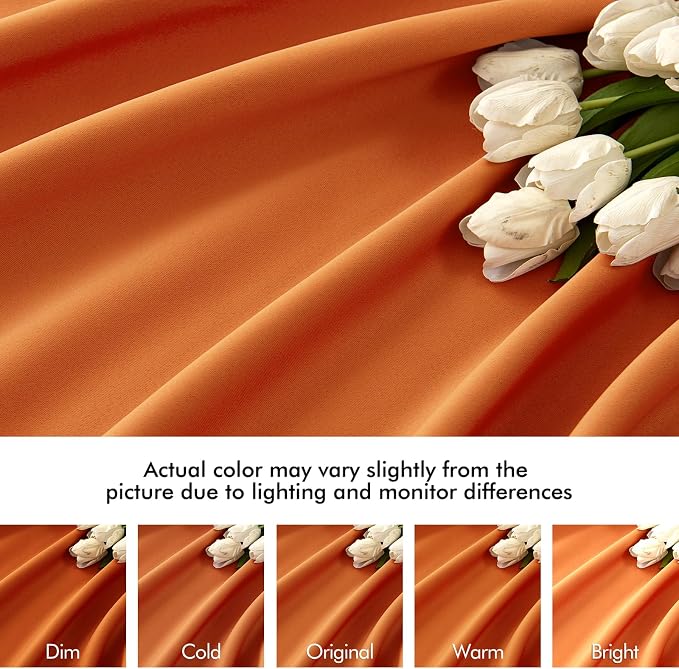 MIULEE Orange Back Tab Blackout Curtains 96 Inch Long 2 Panels Set for Living Room Bedroom, Rod Pocket/Pinch Pleated Long Fall Thermal Insulated Room Darkening Light Blocking Floor to Ceiling Drapes