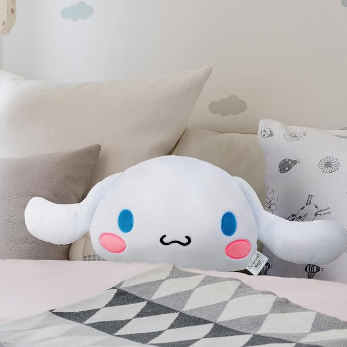 Hello Kitty Sanrio Plush Cushion Pillow, Plush Throw Pillow Fluffy Cushion Kawaii Decor Cinnamoroll Kuromi, Gifts for Teens, Women (White Cinnamoroll, L15.7 x W15.4)