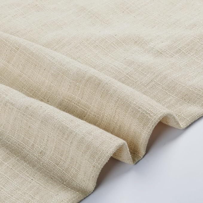 TWOPAGES 26" W x 45" L Linen Blend Cafe Curtains for Kitchen Window, Light Filtering Pinch Pleated Tier Curtains, Modern Farmhouse Half Window Curtains for Small Window, Sand Beige, 2 Panels