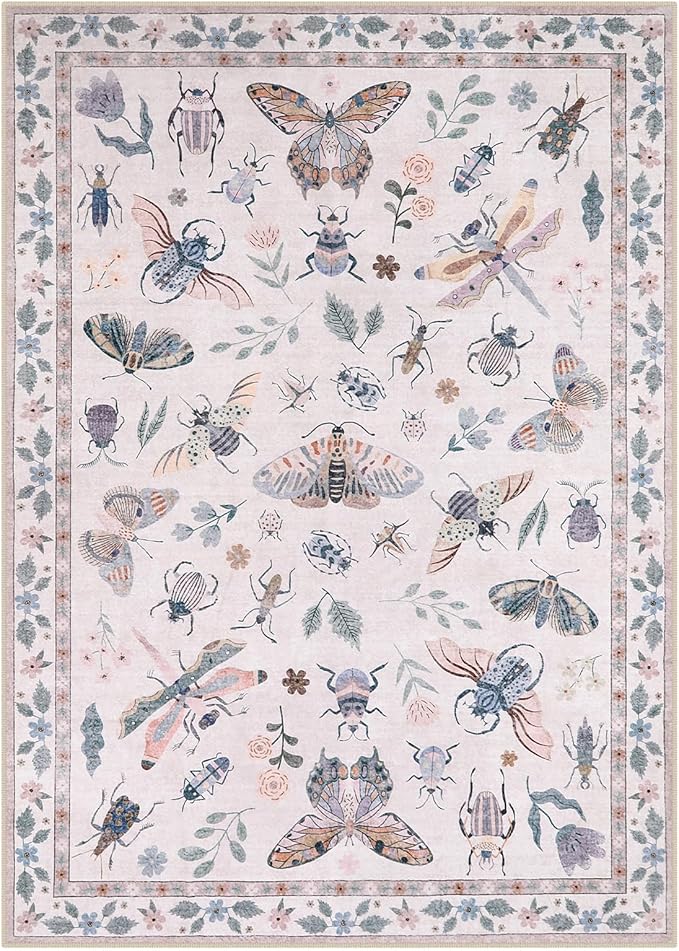 Lahome Insect Washable Small Area Rug, 3x5 Area Rugs for Bedroom Living Room, Non-Slip Soft Accent Throw Carpet for Kitchen Office Entryway Bathroom Office Vionnet, Pink