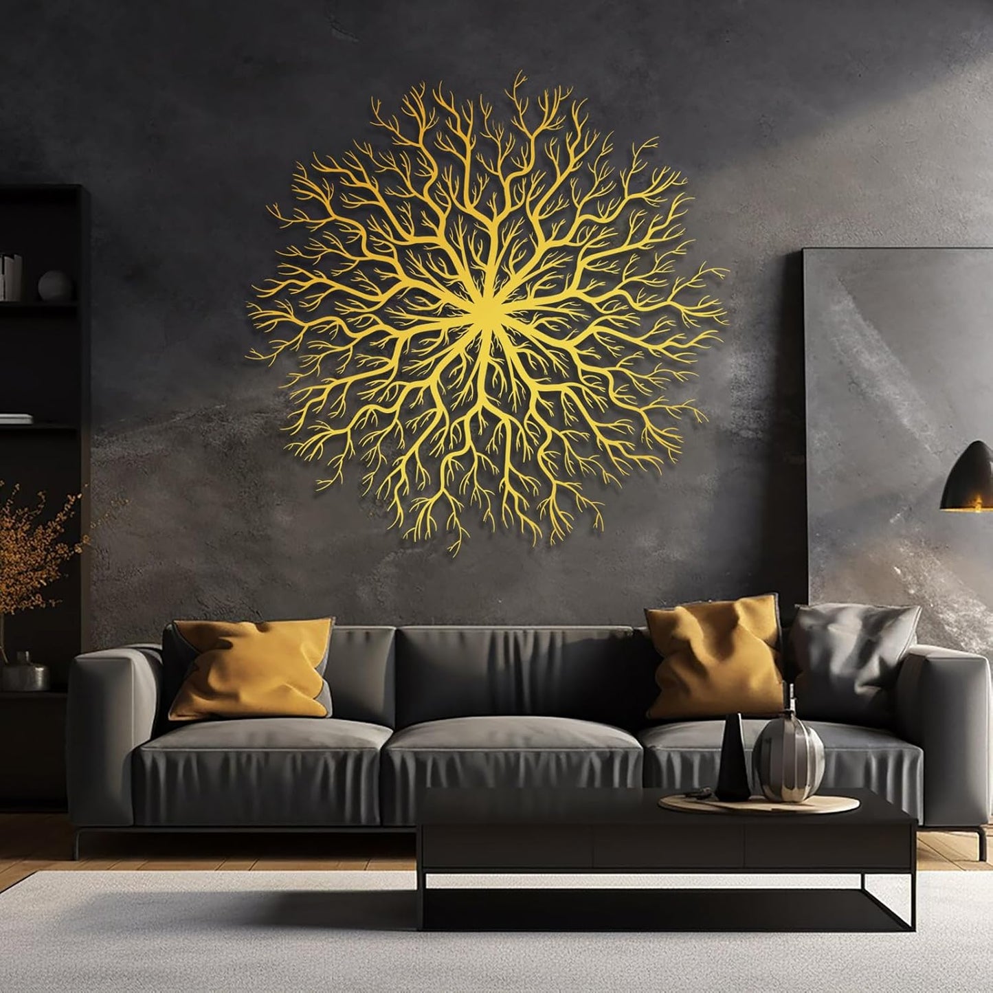 Tree of Life Metal Wall Art, Metal Tree Wall Art, Large Round Sculpture, Round Branch Wall Decor, Large Branch Artwork, Nature Sign, Wall Decor for Living Room, Housewarming Gift (White, 28"x28"|70x70cm)