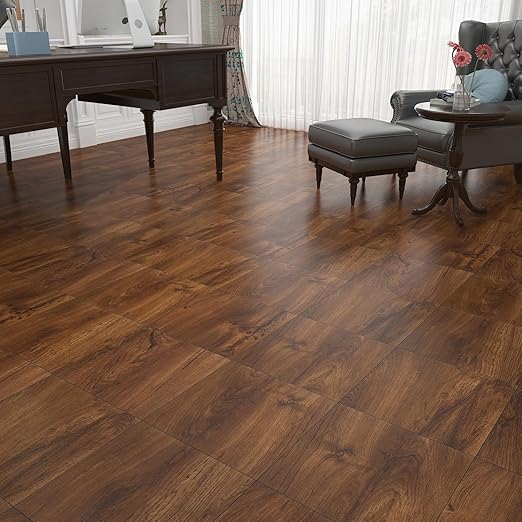 Yenhome 6"X36" Wood Peel and Stick Flooring Waterproof Brown Wood Vinyl Peel and Stick Floor Tile Bathroom Kitchen Flooring Self Adhesive Stick on Floor Tiles for Bedroom (17plank, 25.5 Sq.Ft)