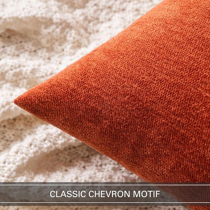 MIULEE Pack of 2 Terracotta Decorative Pillow Covers 20x20 Inch | Soft Chenille Couch Throw Pillows Farmhouse Cushion Covers for Home Decor Sofa Bedroom Living Room