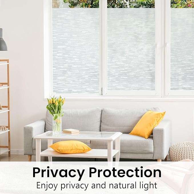 Haton Window Privacy Film, Frosted Glass Static Cling Sun Heat Blocking Window Clings, Frosting Opaque Coverings Stickers Tint for Home Office Door, Non Adhesive, White 17.5" x 78.7"