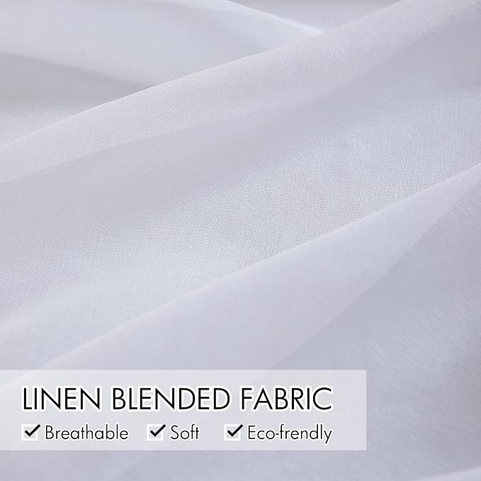 MIULEE 2 Panels White Semi Sheer Window Curtains 63 Inch Length Elegant Decoration Grommet Top Window Voile Drapes/Treatment Linen Textured Panels for Bedroom Living Room (54X63 Inches)