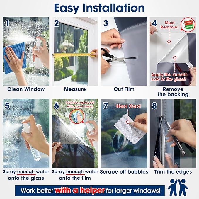 Coavas One Way Privacy Window Film, Heat Control Window Tint for Home, Sun Blocking Reflective Window Film See Out Not in, Anti UV Static Cling for Windows Office Door (Black, 17.5 x 78.7 inches)