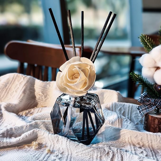 Brakula Reed Diffuser Set, 6.09 fl oz (180 ml)- Fresh Linen with 8 Reed Sticks, Home Fragrance Reed Diffuser for Bathroom Shelf Decor