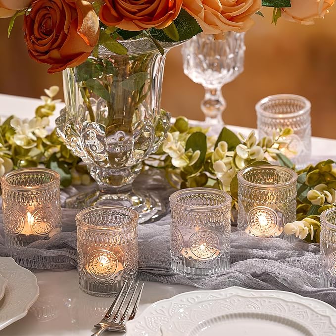 30 Pack Clear Glass Votive Candle Holders, Vintage Candle Holder Bulk, Tealight Candle Holders for Table Centerpieces, Home, Bridal Shower, Birthday, Christmas, Thanksgiving Party Table Decor