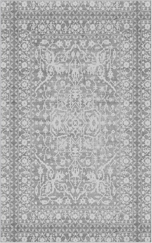 NeverMove Machine Washable Bella Area Rug, 5x8, Grey