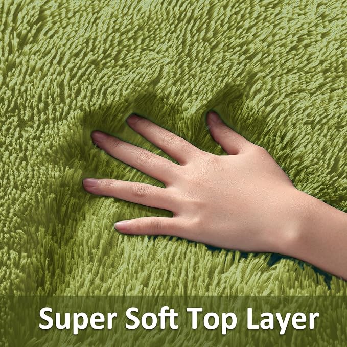 Ophanie Small Rug Washable Non Slip Throw Bedside Area Rugs, Fluffy Soft Green Mini Bedroom Carpet, Affordable Door Entryway Indoor Inside Front Entrance Dog 2x3 Mat, Home Decor Aesthetic, Nursery