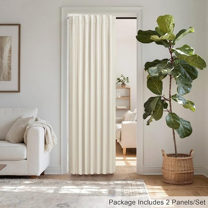 Pitalk Closet Curtains for Open Closet Doors Sliding Panels Burg 78 Inch Length Blackout Curtain for Living Room Window Viral Moody Light Blocking Insulated Drapes for Summer Heat Back Tab 52x78 Beige