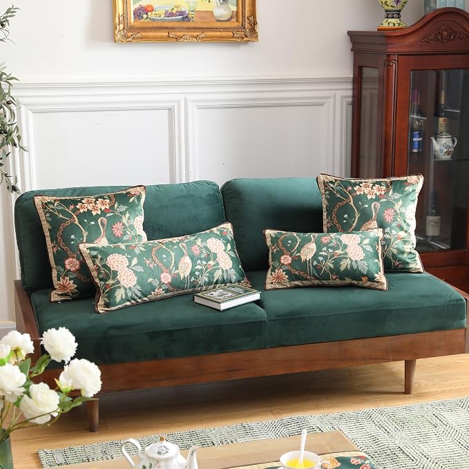 ISAENNE Designer Vintage Velvet Throw Pillow Cover,20"x12"-Mitchell | Pillow Cover,Concealed Zipper Design,Dragonfly Pattern,Sofas,Bedroom,Living Room,Lounge Chairs,All Season Home Decor