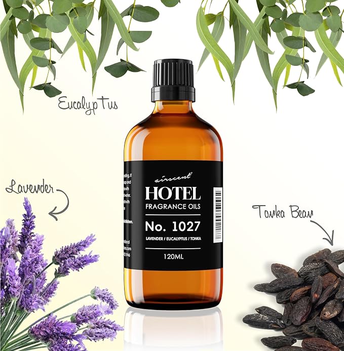 AirScent Hotel Diffuser Oil No. 1027 - Zen Hotel Scent Inspired - 30 mL | Lavender Eucalyptus Tonka - Premium Fragrance Oil for Ultrasonic and Waterless Diffusers and Crafting - 1 fl oz Bottle